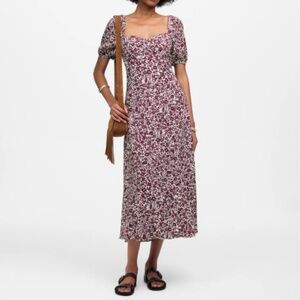 Madewell Floral Midi Dress in Burgundy and White
